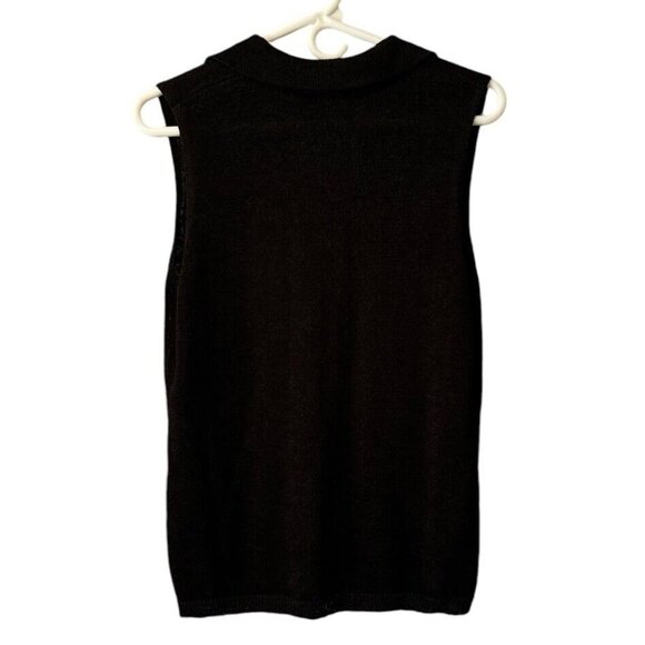 Josephine Chaus Black Sleeveless Lightweight Polyester Blend Sweater‎ Size Large - Picture 2 of 8